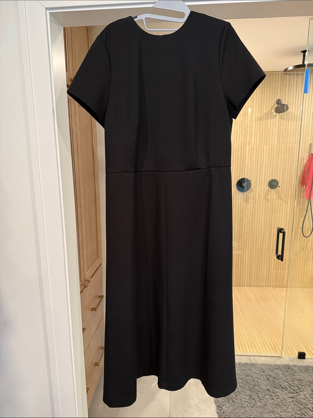Ann Taylor Tall Black Short-Sleeve Midi Dress